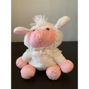 Vintage Fisher Price Puffalump Easter Lamb Sheep White Pink 10"